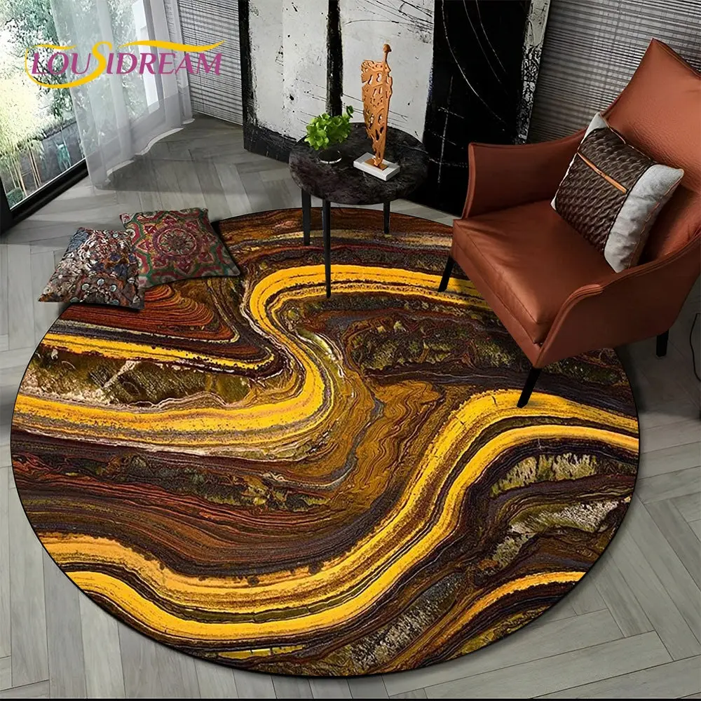 

HD Colour Gold Nordic Marble Splendid Round Area Rug,Carpet for Living Room Bedroom Sofa Playroom Decor,kids Non-slip Floor Mat