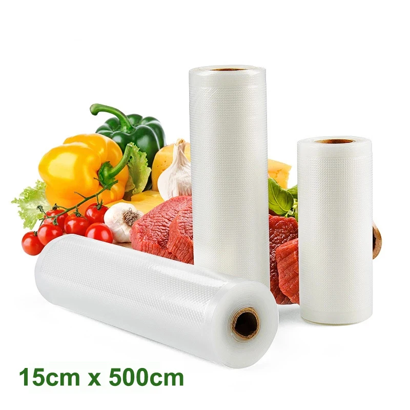 

Vacuum Food Roll Bag 15*500cm Vacuum Plastic Bag Food Storage Saver Bag For Vacuum Packing Machine Packaging Kitchen Accessories