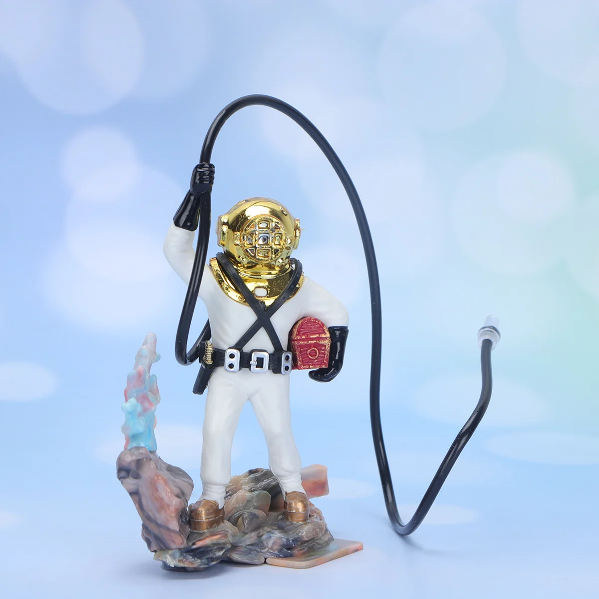

Aquariumtank Ornament Decorations Diver Treasure Bubbler Accessories Decoration Desktop Floating Figurines Betta Resin