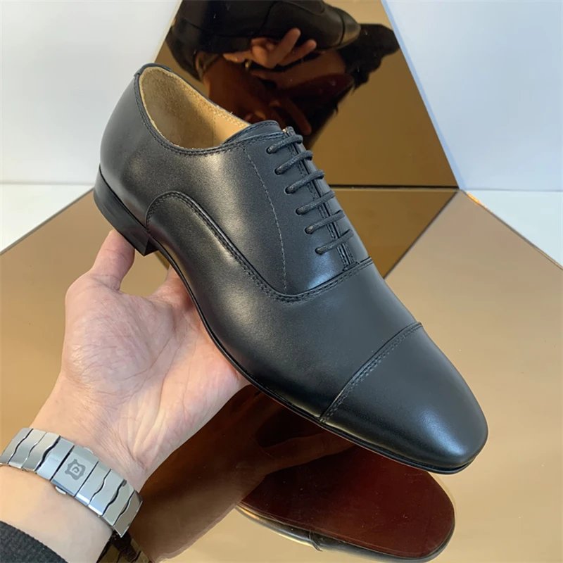 

Роскошные дизайнерские черные матовые строгие туфли ручной работы DYNJASONCGK из натуральной кожи на шнуровке с красной подошвой для мужчин