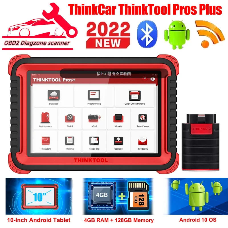 

THINKCAR Thinktool Pros Plus OBD2 10 Inch Online Programming Diagnostic Tool ADAS Function 2 Years Free Update 28 Special Reset