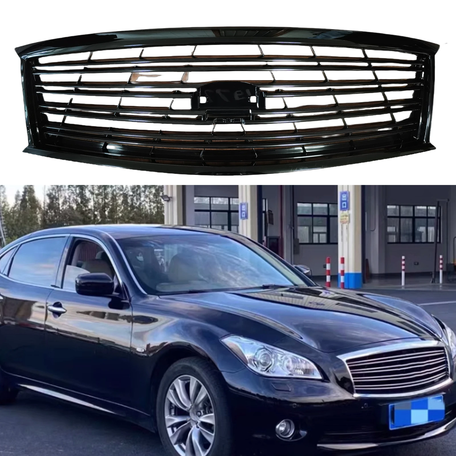 Передняя решетка гоночного гриля верхний бампер для Infiniti Q70 M37 M56