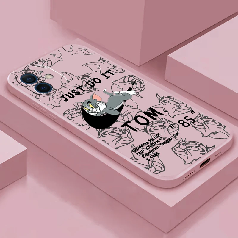 cartoon cute cat mouse funda phone case for iphone 11 13 12 pro max 12 13 mini x xr xs max se 2020 7 8 6s plus celular silicone free global shipping