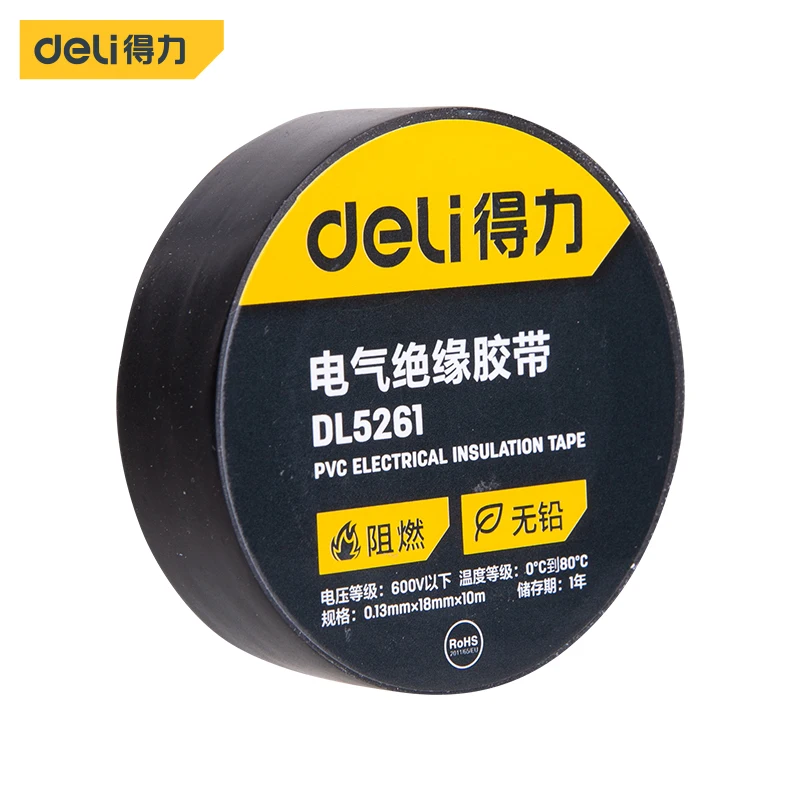 DELI 10 Meter Heat-resistant Flame Retardant Tape Coroplast Adhesive Cloth Tape For Car Cable Harness Wiring Loom Protection