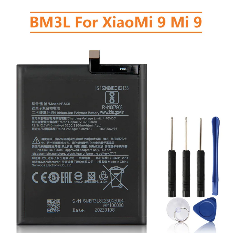 

Сменный аккумулятор BM3L для Xiaomi 9 MI9 M9 MI 9, аккумуляторная батарея для телефона 3300 мАч