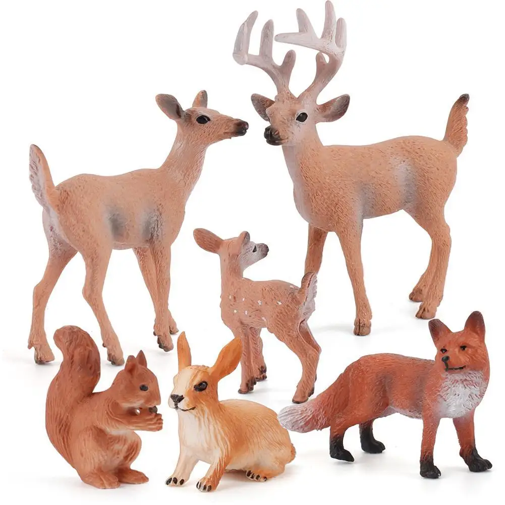 

Simulated Mini Animal Models Cute Zoo Action Figure Deer Red Squirrel Figurines Children Kids Toys Gift Collection Figures
