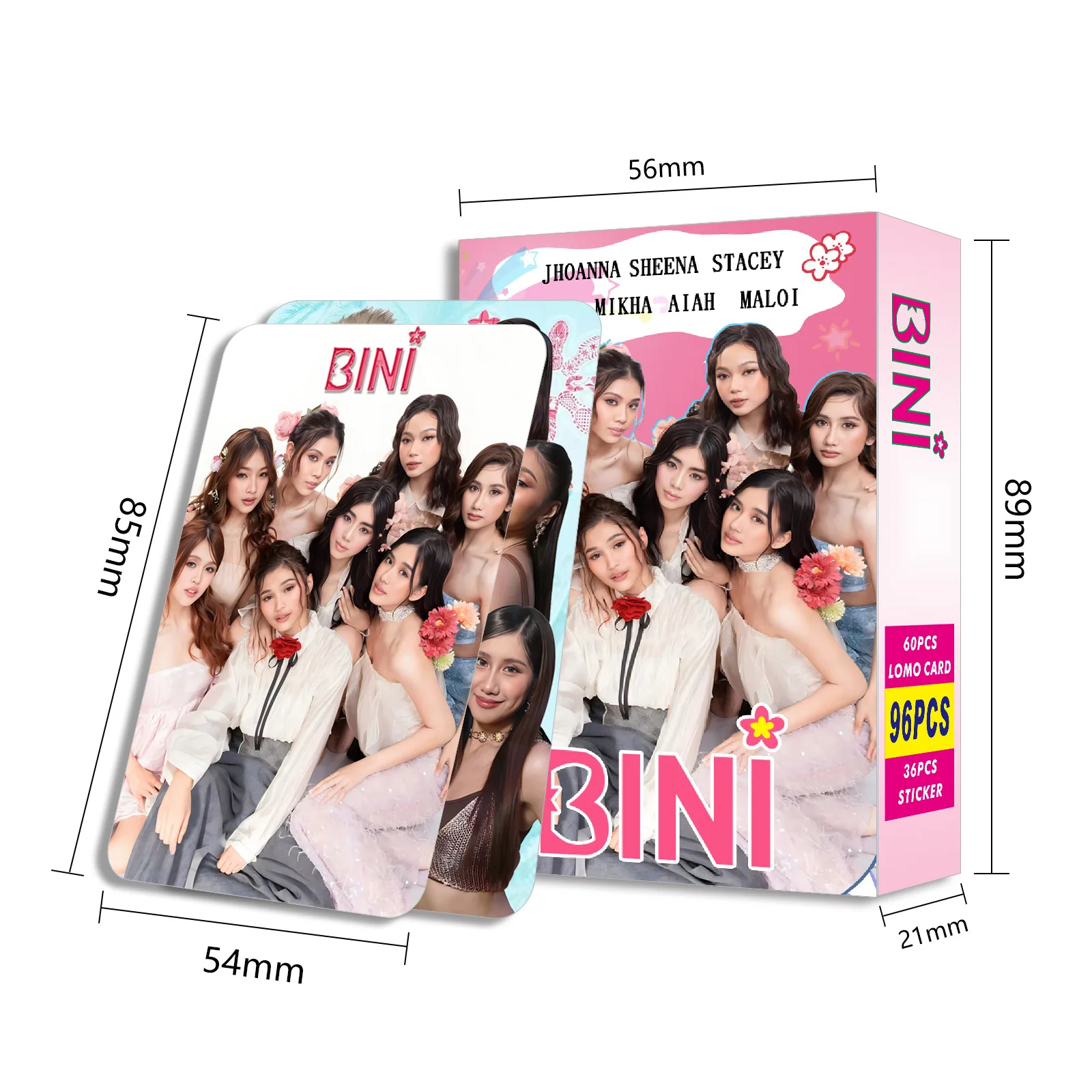 96 шт./компл. Girl Group BINI Laser Lomo Card Aiah Mikha Colet Star Рисунок HD фотокартки Наклейки Коллекция