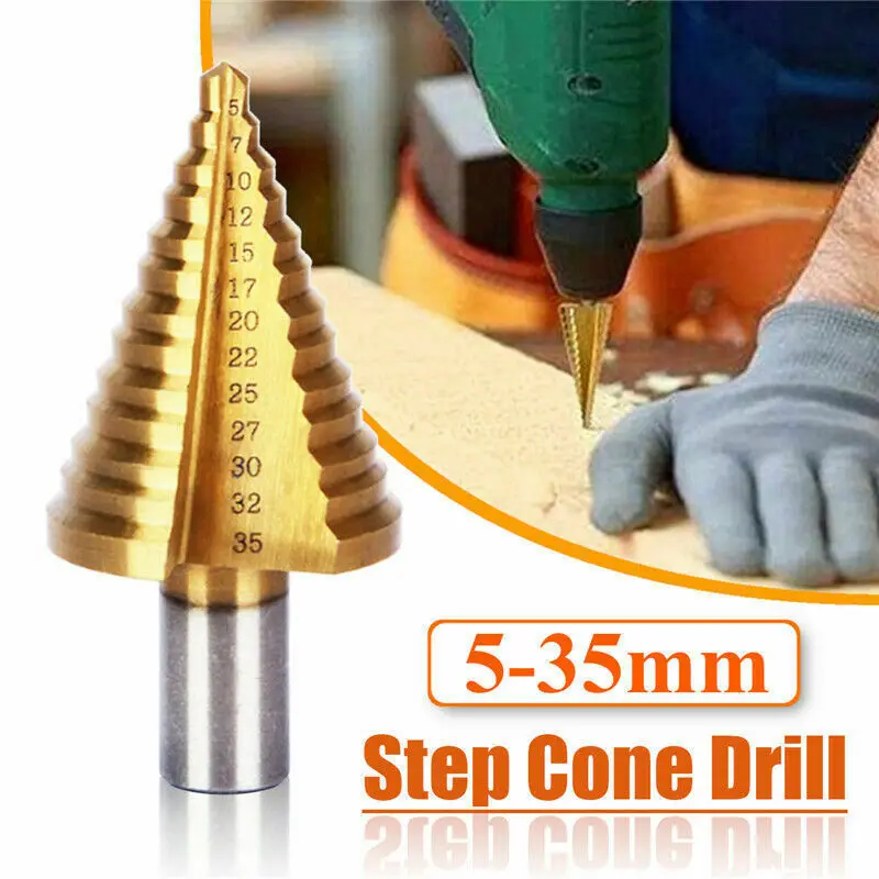 

Hot Sale 1pcs 5-35mm Step Drill Bit Metal High Speed Steel Wood Drilling Conduit Installation HSS 4241 Industrial Drill