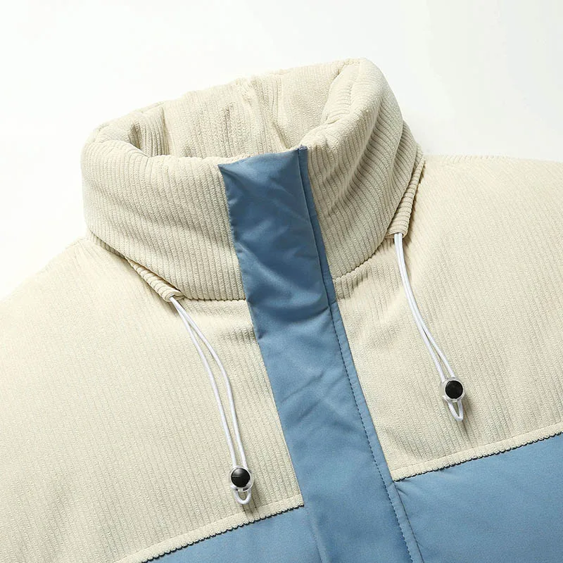 Cotton Padded Thick Parkas Jackets Men Streetwear Hip Hop Patchwork Warm Coats Fashion Harajuku Outwear Male Winter Windbreaker