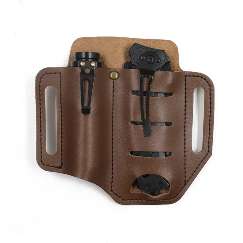 

Men's Bags Waist Packs EDC Tool Storage Holster Cover Knife Tactical Pen Flashlight Universal Belt PU Leather Storage Cover Case
