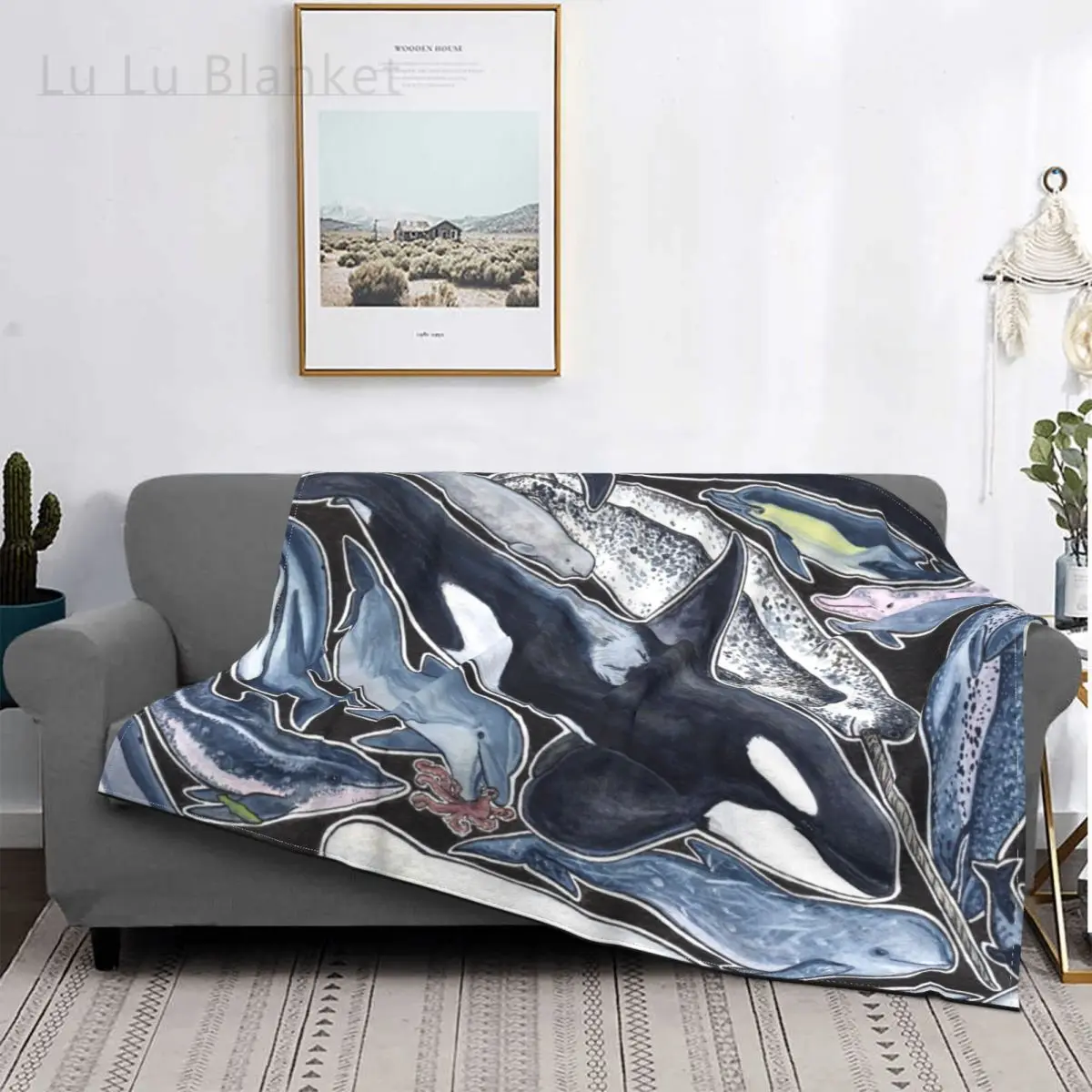 

Dolphin Orcas Belugas Narwhals Blanket Coral Fleece Plush Winter Sea Super Soft Throw Blankets for Home Bedroom Bedding Throws