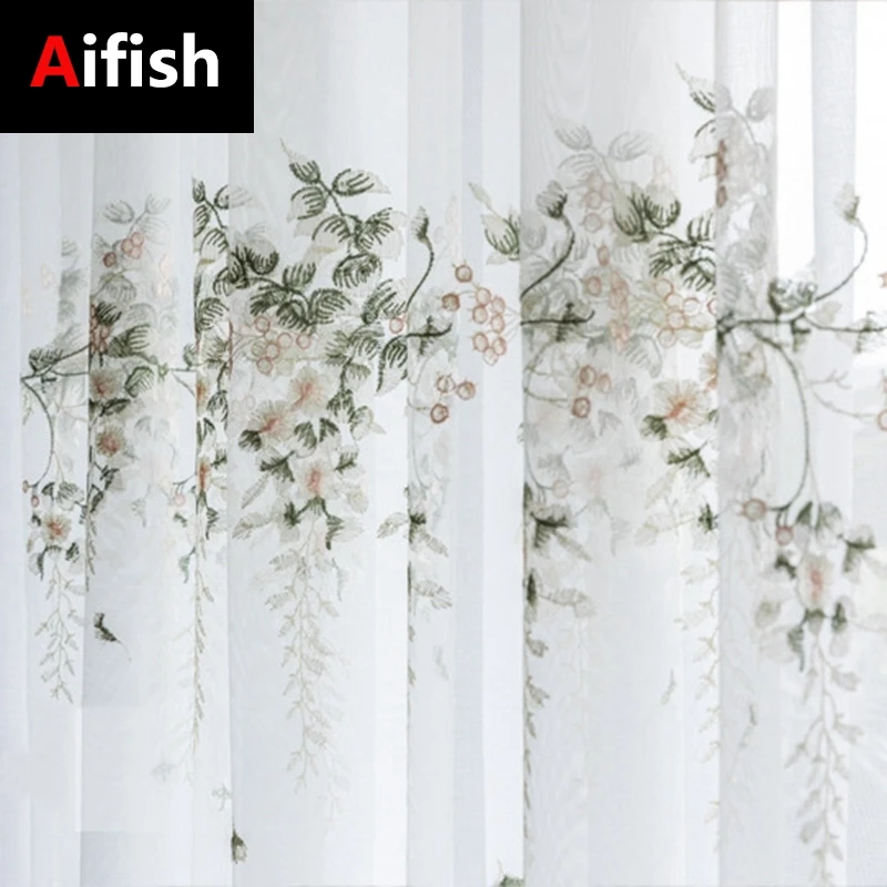 

Современные прозрачные Занавески в скандинавском стиле, тюль для гостиной, спальни, бутик с вышивкой и цветами для кухонных окон
