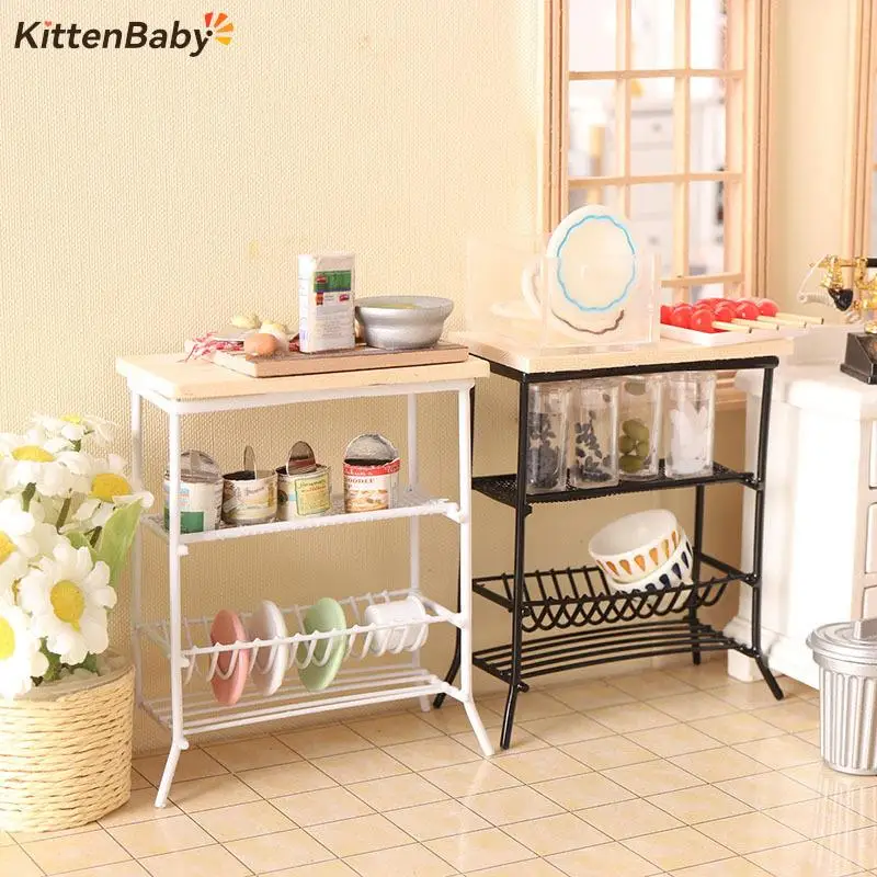

1Pc 1/12 Dollhouse Single/Three Layers Storage Display Shelf Mini Doll House Furniture Model Simulation Furniture Accessories