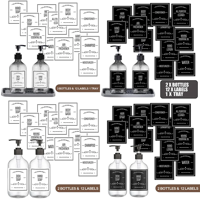 500 мл прозрачный стеклянный набор для кухонной раковины мыла и посуды емкость