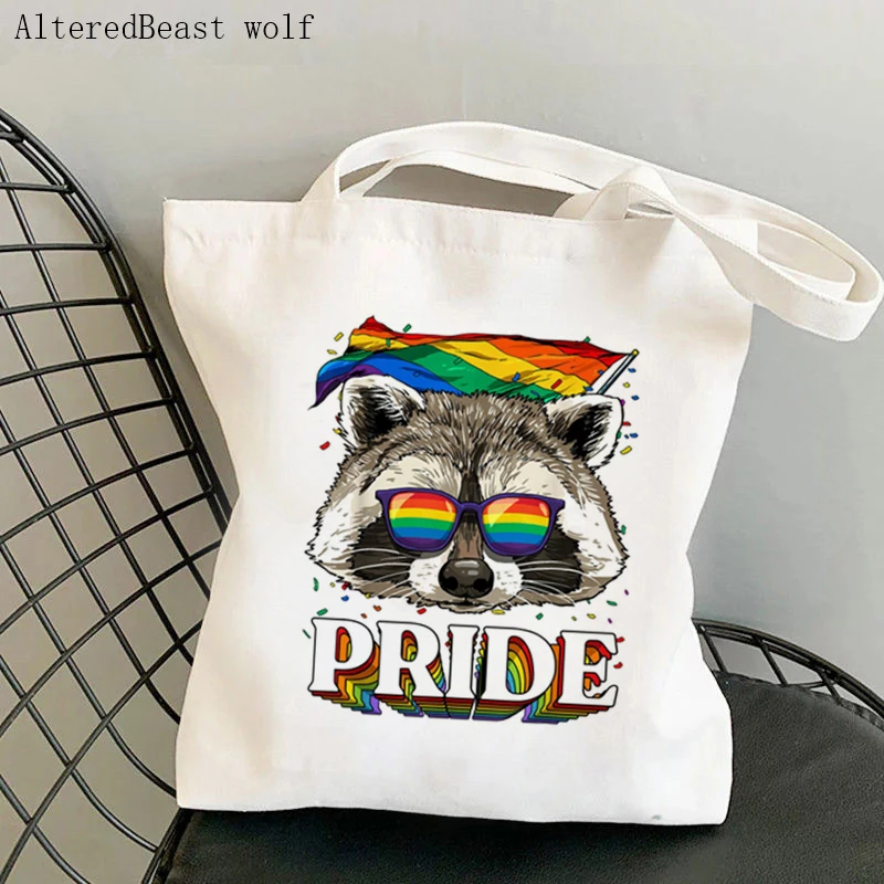 

Women's Shoulder Bag magic LGBT Raccoon Gay Pride LGBTQ Flag Sunglasses Tarot witchy Canvas Bag Shopper Bag handbag Lady Bag