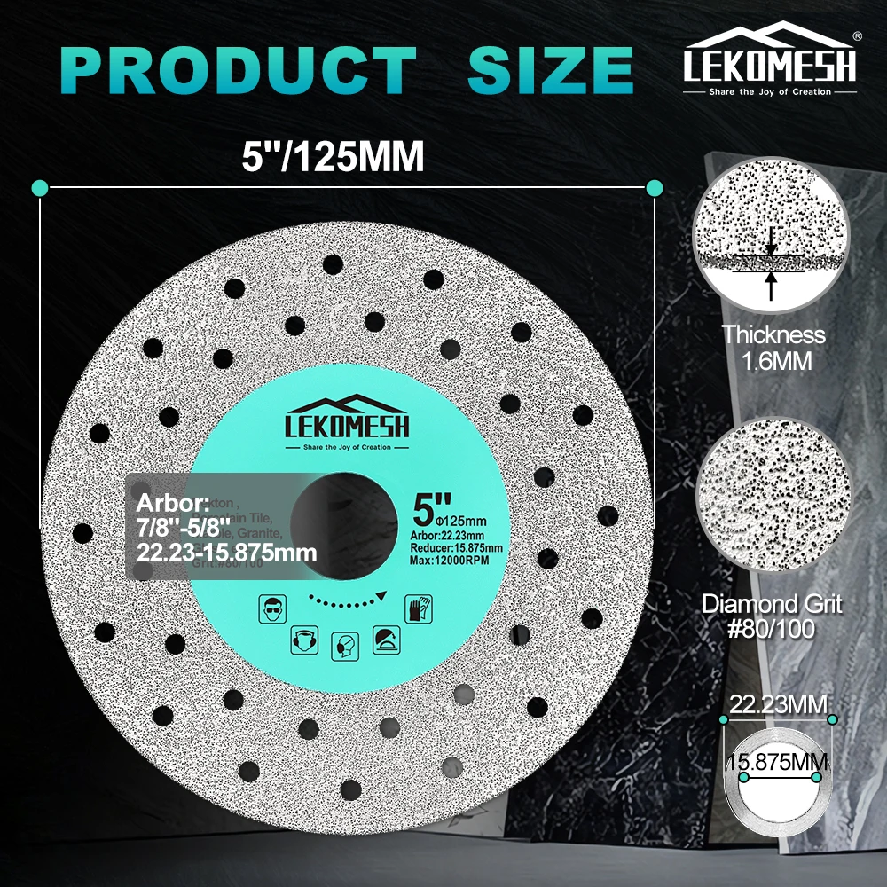 LEKOMESH Диаметр 75/115/125 мм Ультратонкий шлифовальный отрезной диск 1 шт. Полотно для камня Мраморная фарфоровая плитка Стеклянная пластина для резки с несколькими отверстиями