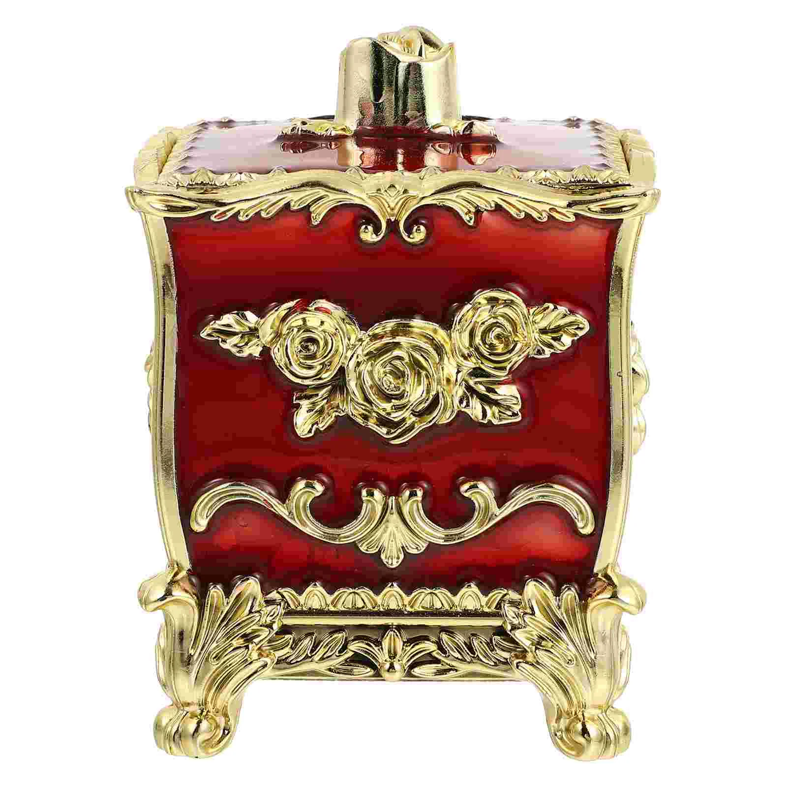 

Box Jewelry Storage Case Cotton Organizer Holder Makeup Swab Vintage Travel Trinket Container Toothpicks Metal Vanity Countertop