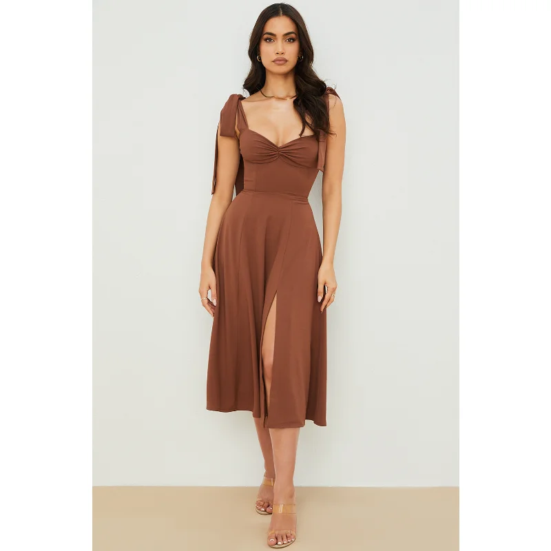 

Sleeveless Dress Sexy Strap Print Lace Up Irregular A-line Dress
