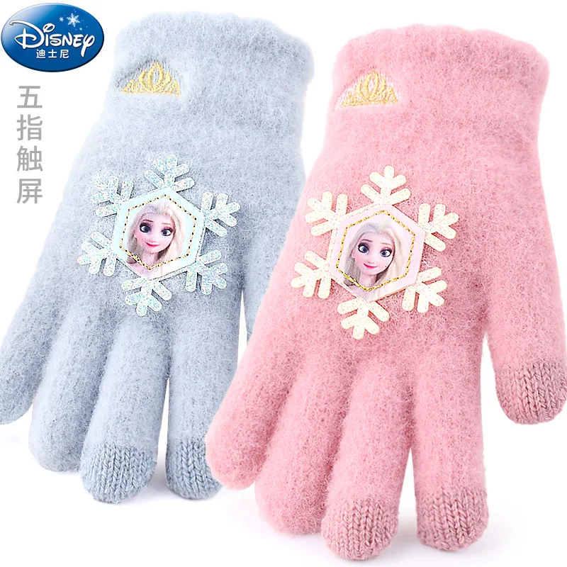 

Disney Frozen Warm Gloves For Girls Elsa Anna Keep Warm Outdoor Winter Knitted Thicken Gloves Cute Mittens Full Finger Gloves