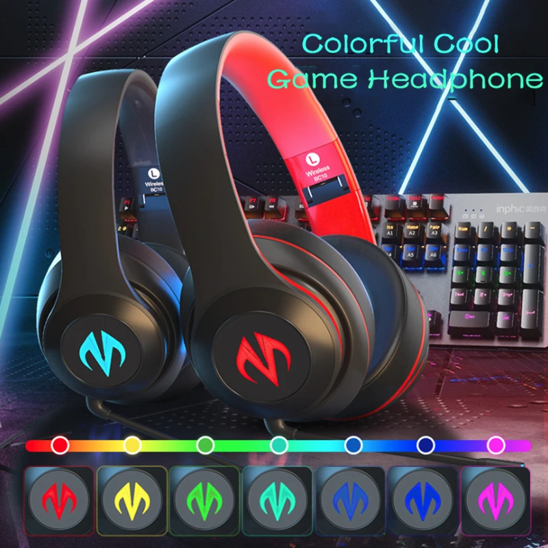 

Mobile Gaming and Music Mode 7.1 Surround Bluetooth Headset Wireless Wired Stereo Pubg PC Gaming Headset with RGB