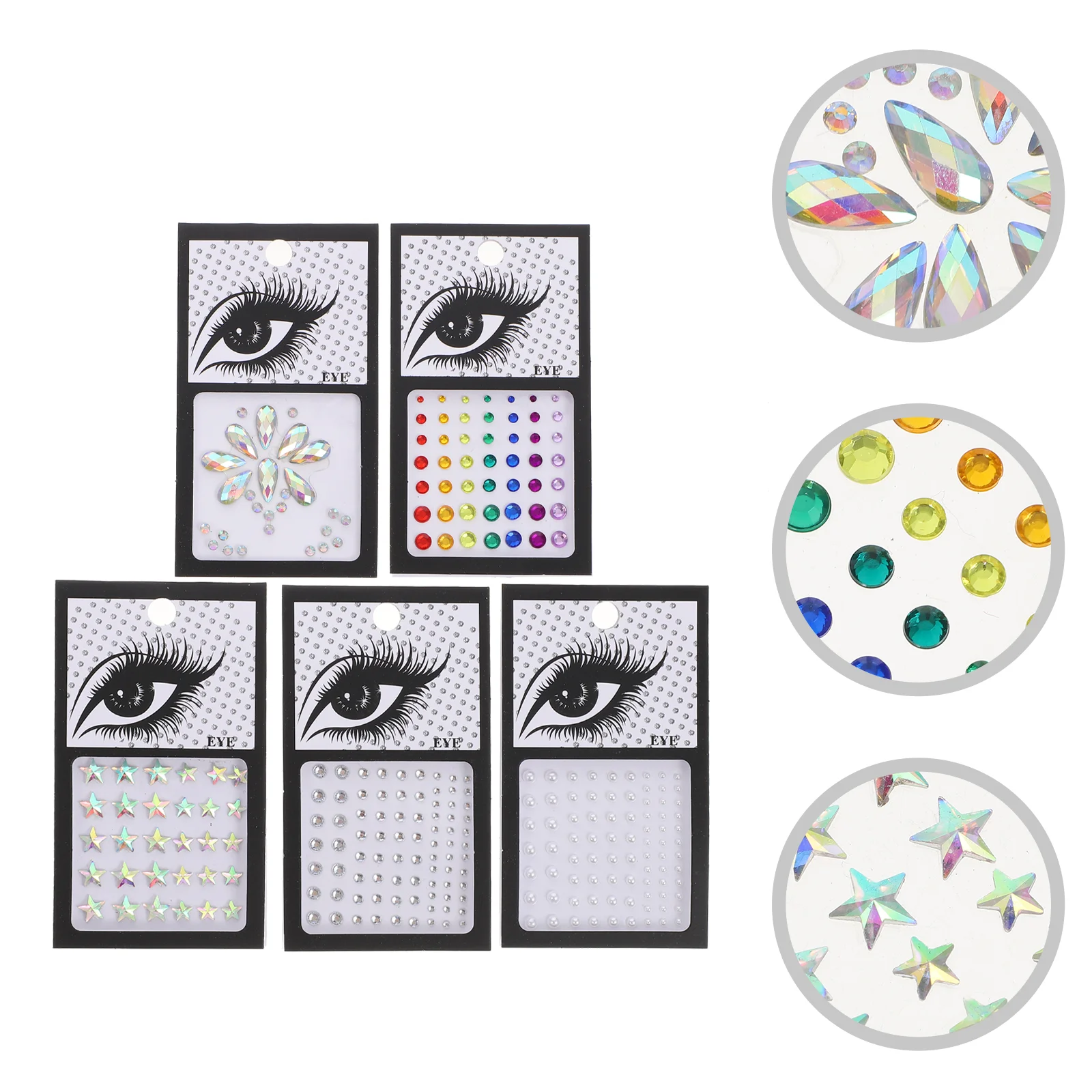 

5 листов драгоценных камней для лица русалки наклейки драгоценные камни для макияжа глаз Праздничный блестящий Хэллоуин