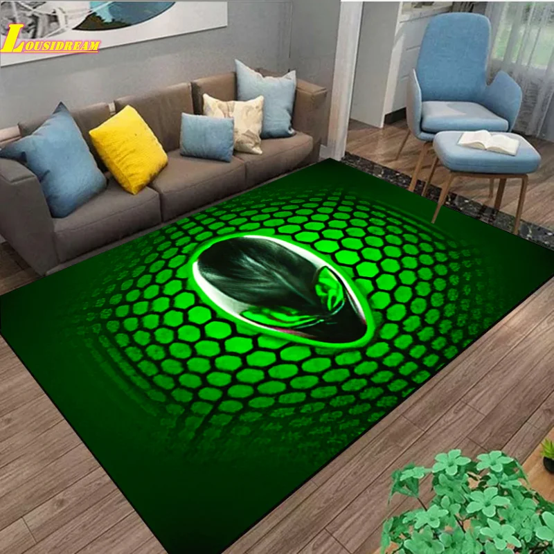 Carpet Gamer ALIENWARE Alien Rug Carpet for Living Room Sofa Table Non-Slip Rugs for Bedroom Area Rugs Floor Mats Room Decor