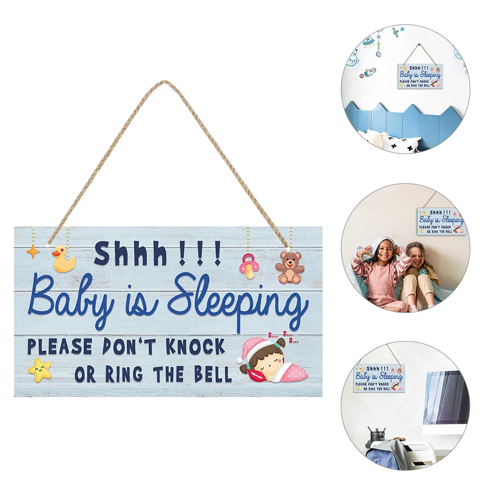 

Wooden Sign Is Sleeping Hanging Door Sign Cartoon Front Door Plaque
