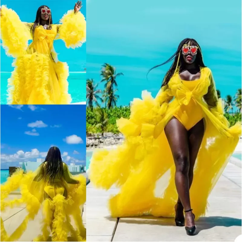 

Летнее желтое вечернее платье, платья знаменитостей с оборками, женская одежда для сна для невесты, банные халаты, одежда для вечеринки, мно...