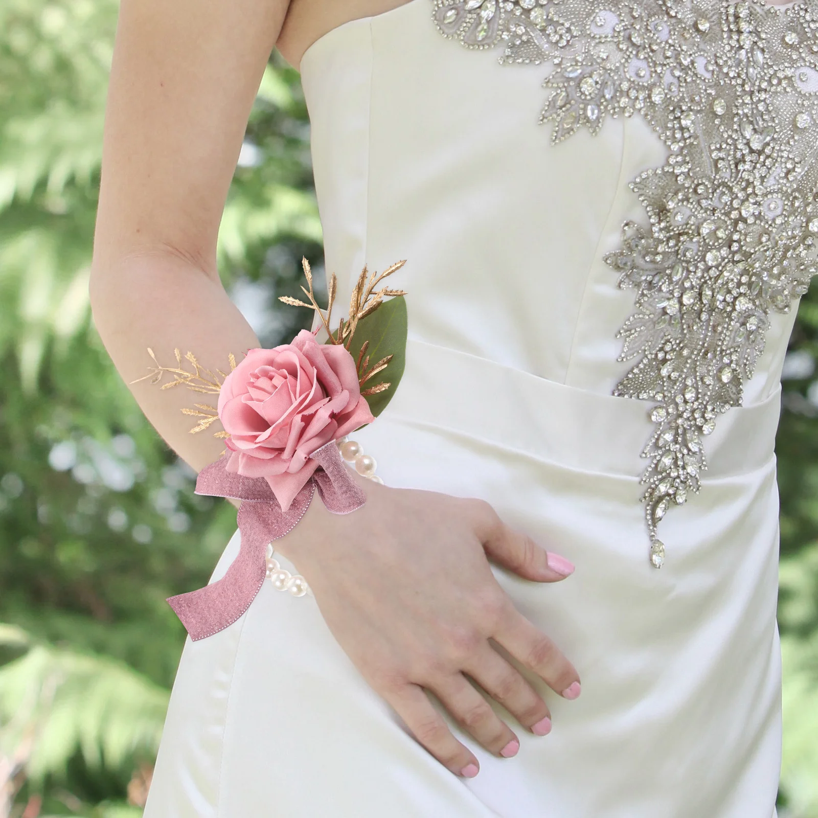 

3 Pcs Wrist Flower Wedding Supplies Wristbands Corsage Wristlet Silk Cloth Bride Decor