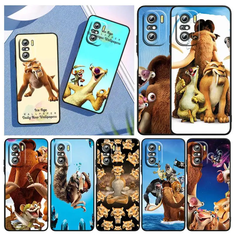 

Cute Cartoon Ice Age For Xiaomi Redmi Note 10S 10 K50 K40 Gaming Pro 10 9AT 9A 9C 9T 8 7A 6A 5 4X Black Soft Phone Case