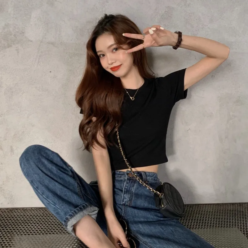 

Short sleeve T-shirt women's summer Korean version slim fit, foreign style, thin and versatile ins trendy net red chic short bot