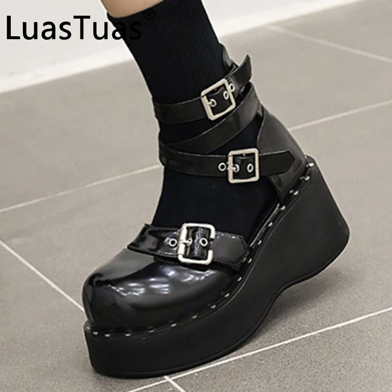 

Женские сандалии с пряжкой на высокой платформе, размеры 34-43