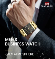 fashion square mens watches top brand luxury golden quartz stainless steel waterproof wristwatch relogio masculino reloj hombre