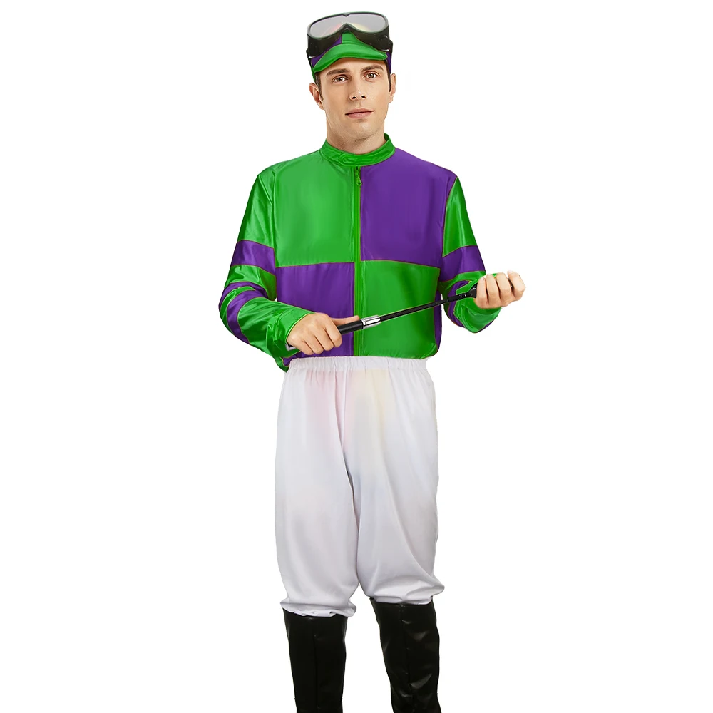 Фото Jockey Horse Racing Rider Хэллоуин Косплей Костюм Мужское нарядное платье Хэллоуин Карнавальная вечеринка Одежда для ролевых игр Зеленый Takerlama №1