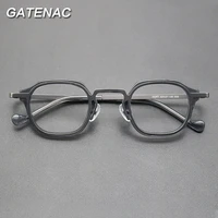 vintage acetate alloy eyeglasses frame men square prescription optical myopia glasses frame women luxury brand small eyewear