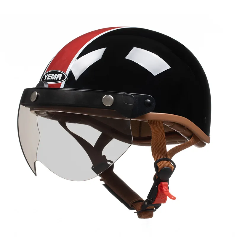 

Мотоциклетный шлем YEMA в стиле ретро, всесезонный Универсальный защитный шлем для скутера, мотокросса