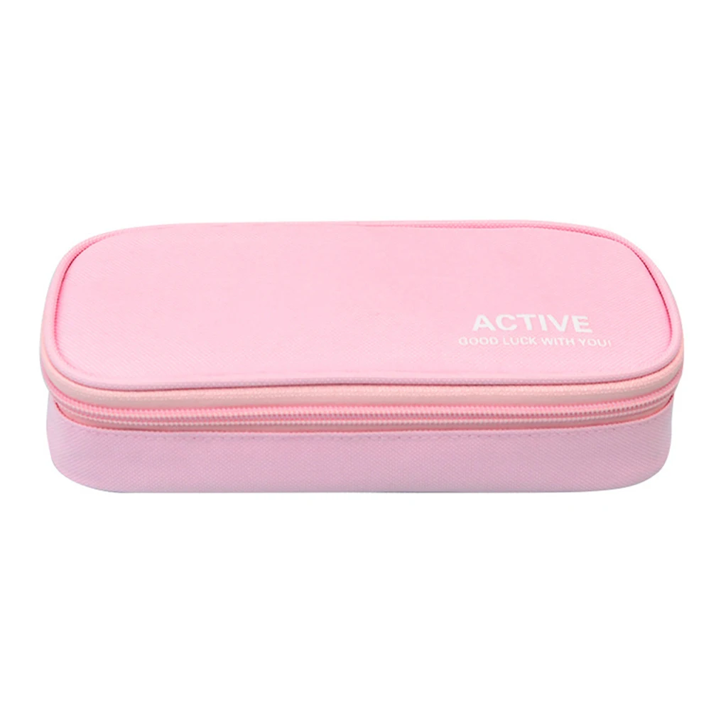 Students Simple Large Capacity Lightweight Pencil Case School Office Canvas Wear Resistant For Kids Storage Gift Zipper Closure