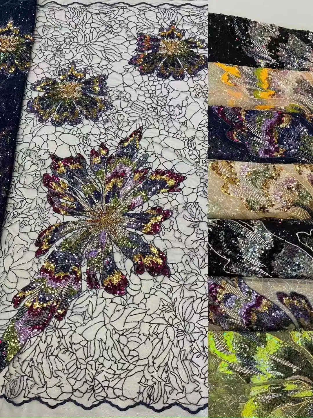 Новинка 2025 года 3D ткань с цветами трубка из бисера изысканная цветочная вышивка