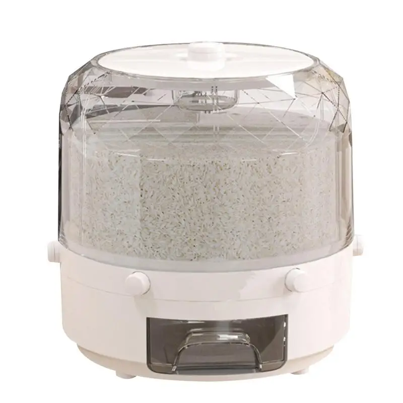 

Cereal Dispenser Rice Bucket Dispenser 6 Grids Rotatable Transparent Rice Storage Bucket For Countertop Cutlery Racks
