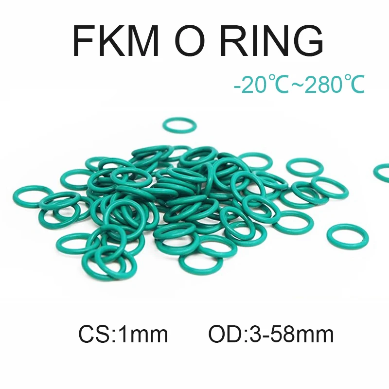 

Уплотнительное кольцо из зеленой фтористой резины FKM CS 1 мм, уплотнительные кольца, уплотнительная прокладка, шайба, наружный диаметр 3 мм ~ 60 мм, маслостойкая, устойчивая к кислотам и щелочам