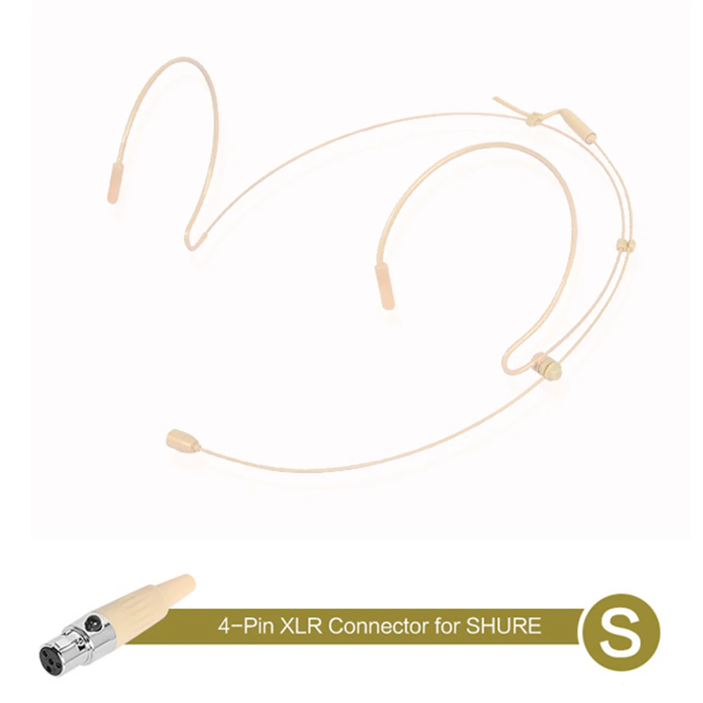 

1x Beige And Black Earhook Headset Mic Headworn Microphone For Shure Wireless Omnidirectional Condenser Cartridge Mic Mike