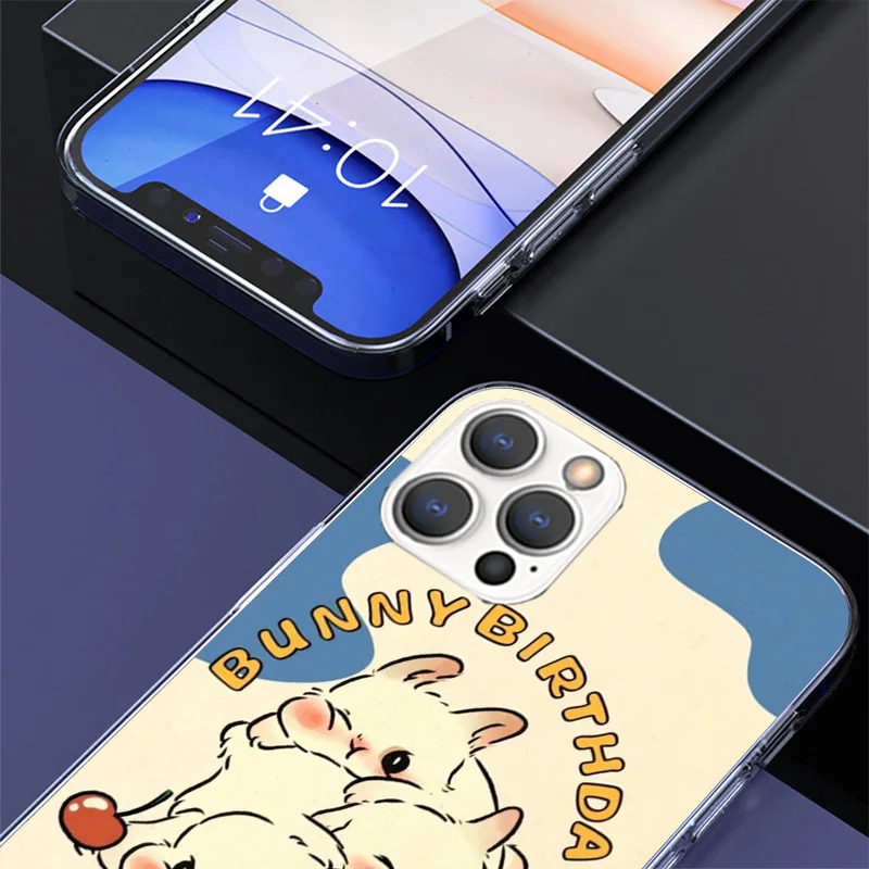 Мультяшный милый чехол с кроликом для телефона iPhone 11 12 13 14 15 Pro XS XR X Max 7 8 Plus Mini + SE