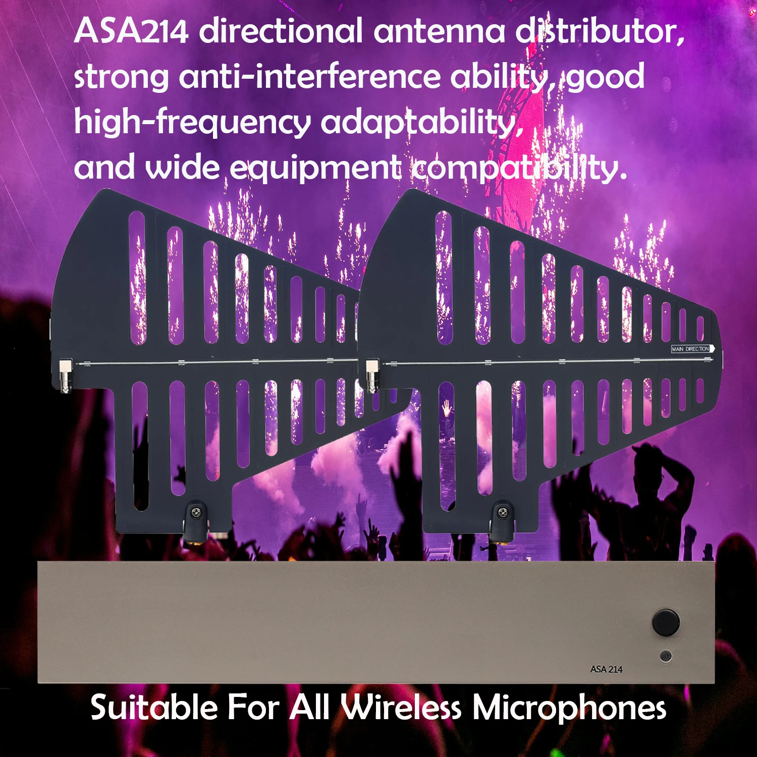 Adelic ASA214 8-канальный распределитель, система распределения антенны ADP, разветвитель направленной антенны, объединитель радиочастотных сигналов для беспроводного микрофона (art.: 3920d1ef13fcd) - 3920d1ef13fcd