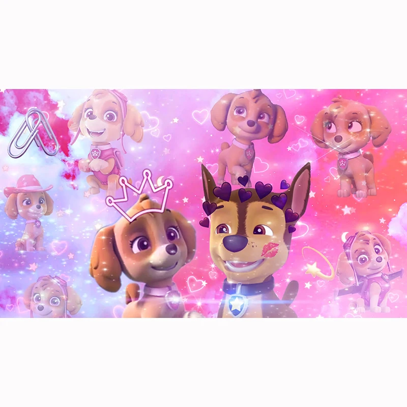 

Custom boy girl birthday party background blue sky cartoon running dog baby shower photography pink background photo booth props