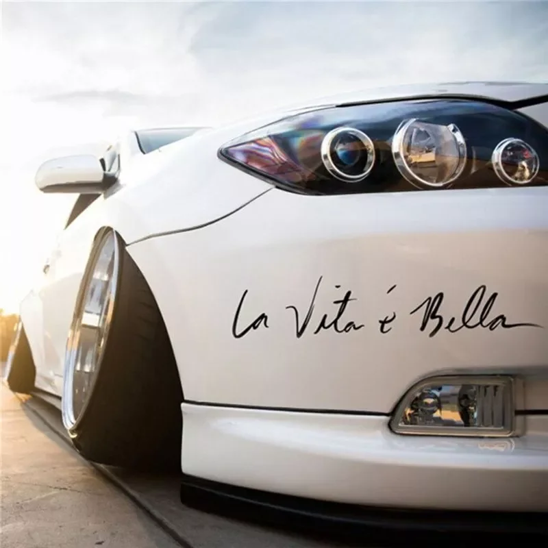

40*8CM Car Accessories Side Door English Beautiful Life La Vita e Bella Car Sticker Reflective Car Styling D0UC