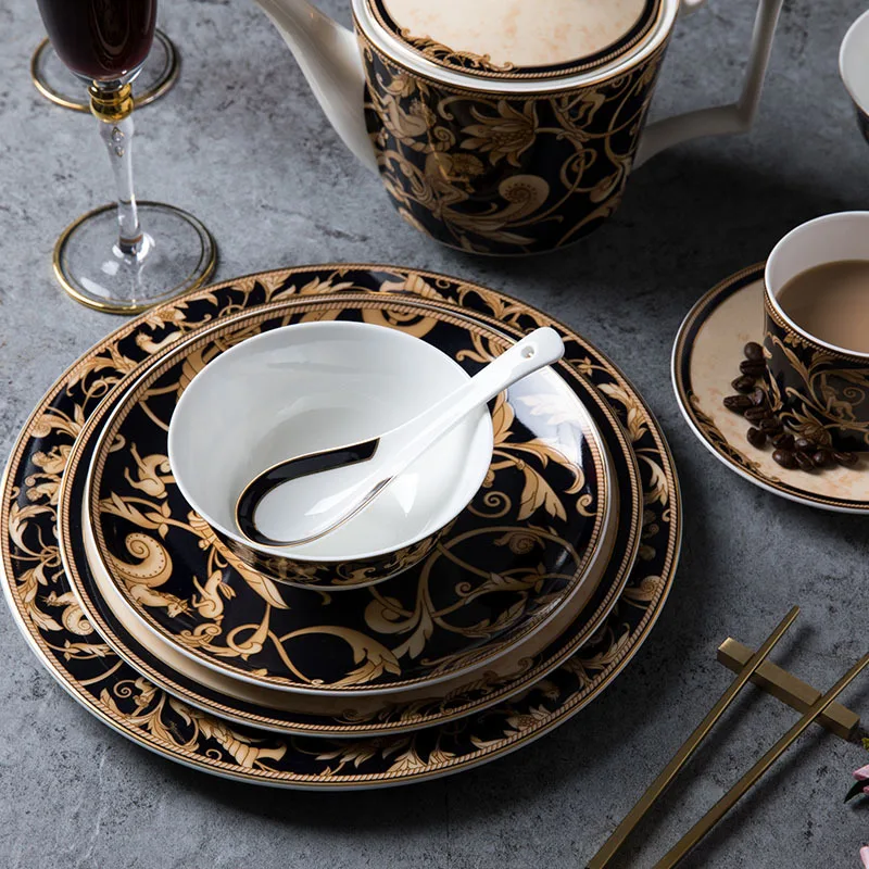 

Western Exquisite Tableware Set Bone China Western Food Ceramic Phnom Penh Plate Kitchen Household Plate Sets Ceramic Plates