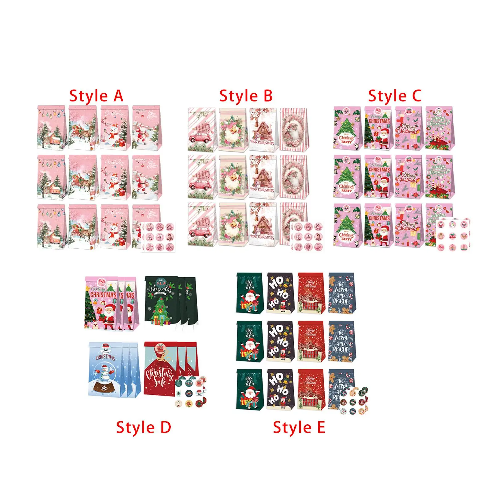 12 шт. бумажные пакеты для рождественских подарков многофункциональные легкие