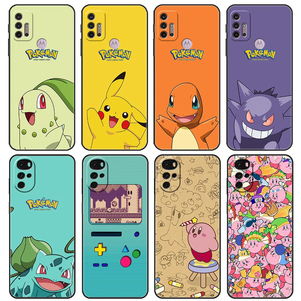 

ShockProof Case for Motorola Moto G30 G60 G9 Play One Fusion SmartPhone Shell G8 Power G50 E6s Black Cover Pokemon Pikachu