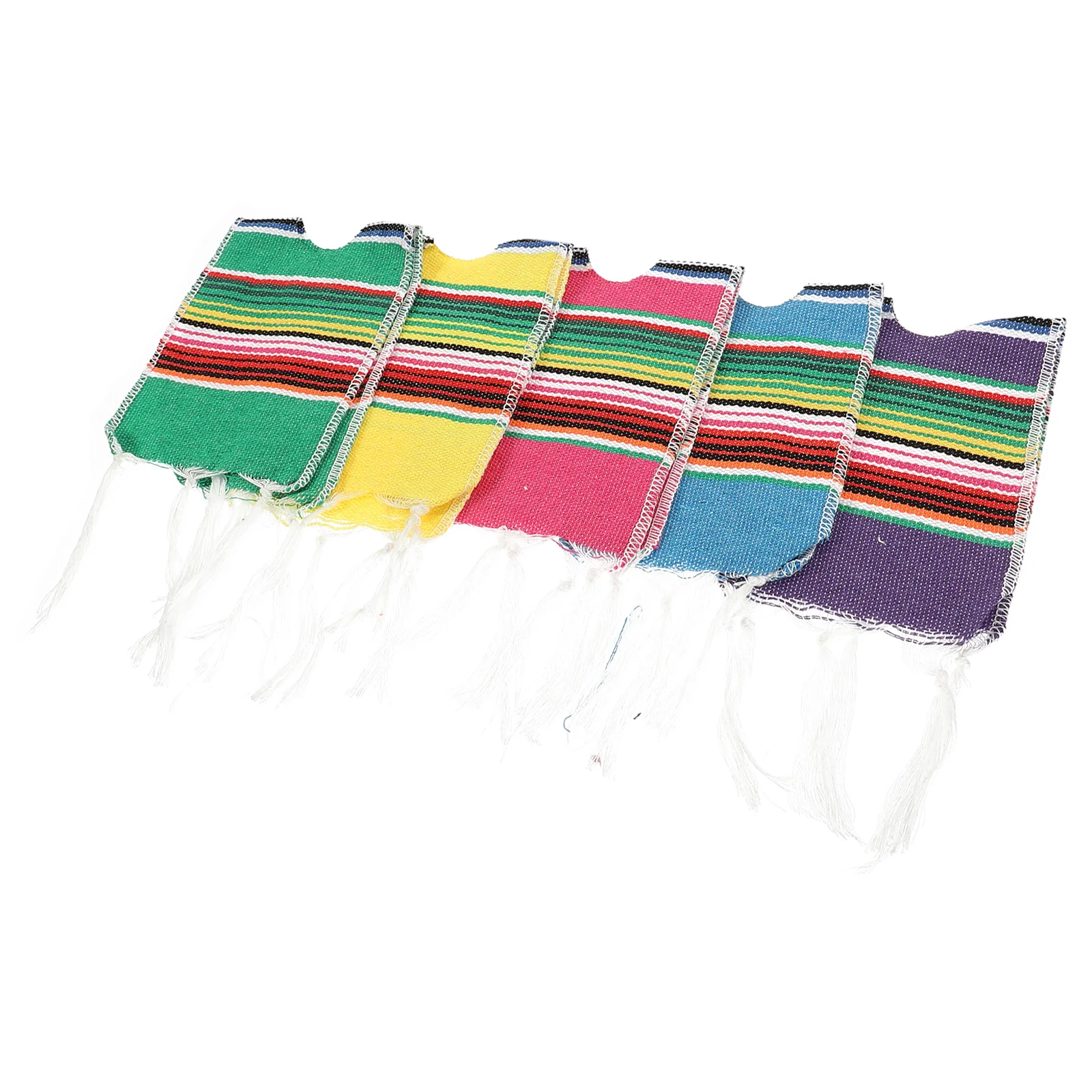 

5pcs Mexican Beer Poncho Mini Serapes Beer Bottle Covers Cinco De Mayo Rainbow Striped Bottle Covers