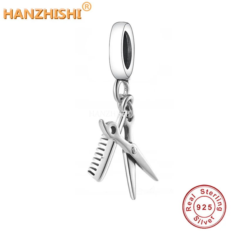 

Fit Original pan Bracelet Necklace Jewelry Gift 2022 Fashion Authentic 925 Sterling Silver Scissors Comb Dangle Beads Charms